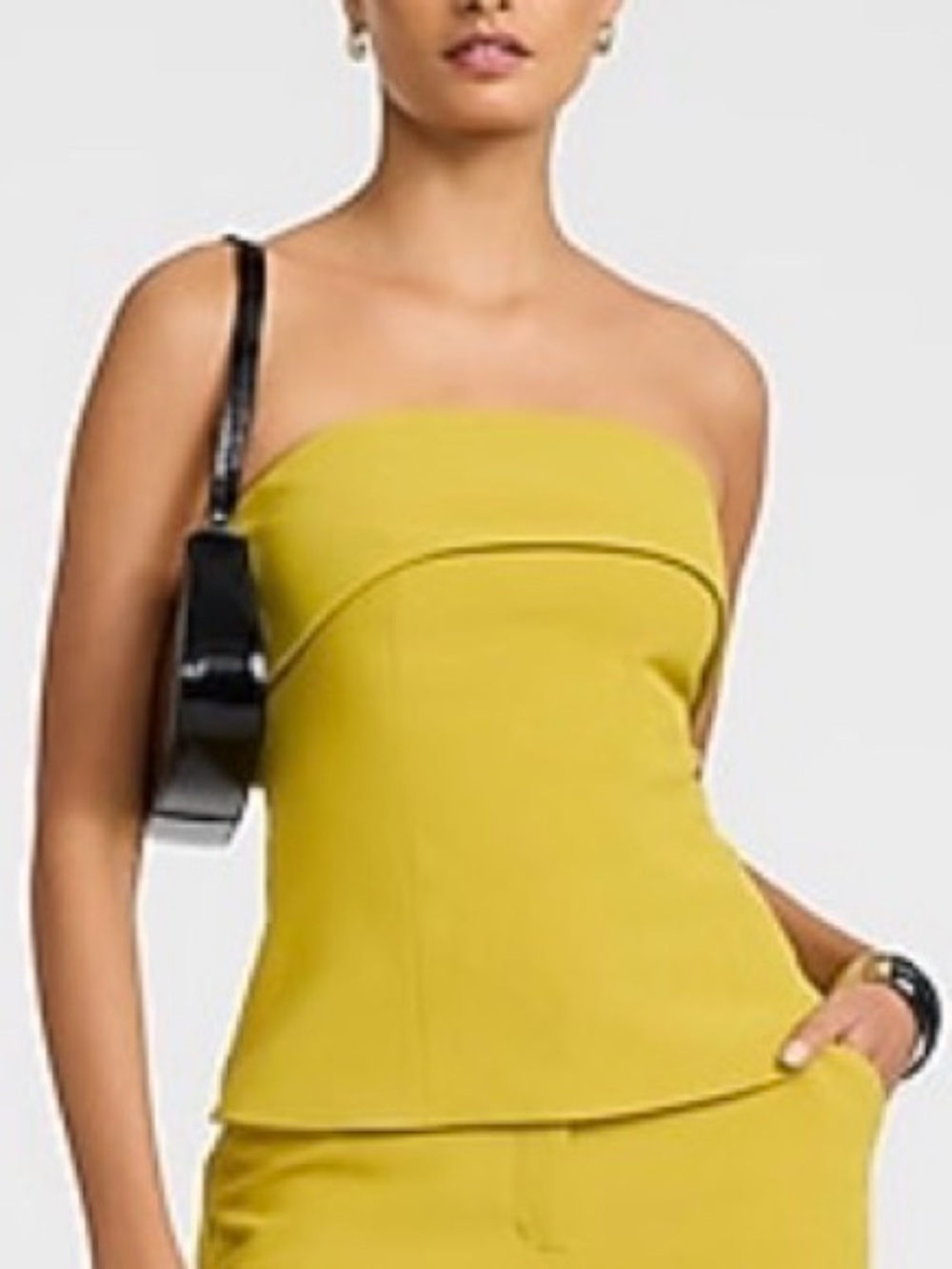 Express Strapless Tube Top in Yellow-Green